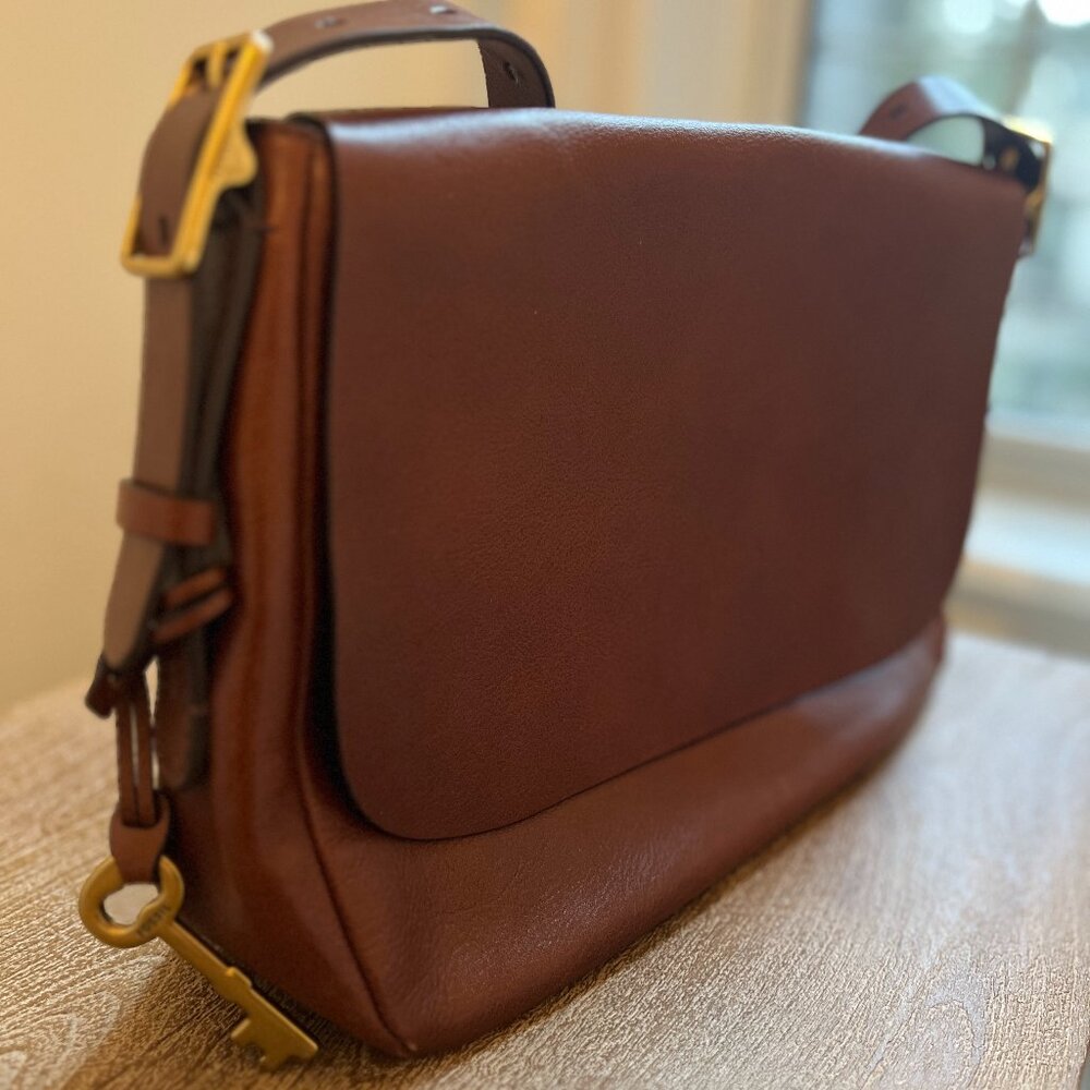Fossil messenger bag brown chocolate leather